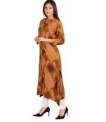 brown printed Rayon stitched kurti