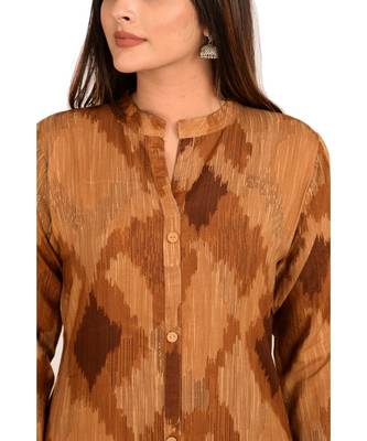 brown printed Rayon stitched kurti 2