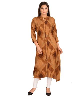 brown printed Rayon stitched kurti 3