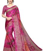 Pink printed silk saree with blouse