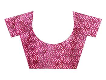 Pink printed silk saree with blouse 4