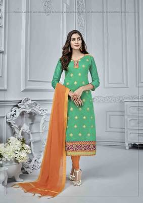 Sea-green embroidered banarasi brocade salwar 1