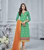 Sea-green embroidered banarasi brocade salwar