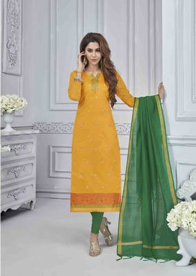 Yellow embroidered banarasi brocade salwar 1