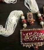 Maroon Crystal Meenakari Women Necklace Sets