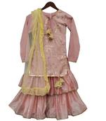 Peach Embroidery Kurta with Peach Sharara and Dupatta