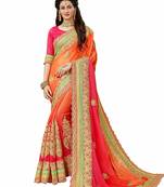 Orange embroidered georgette saree with blouse