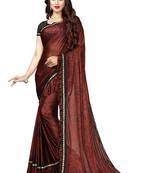 Rust printed lycra saree with blouse