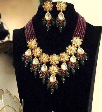 Wedding Maroon Kundan Necklace Sets 1
