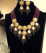 Wedding Maroon Kundan Necklace Sets
