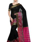 Black woven cotton silk saree with blouse