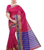 Kimisha Women's Pink Jacquard Cotton Silk Saree With Designer Pallu