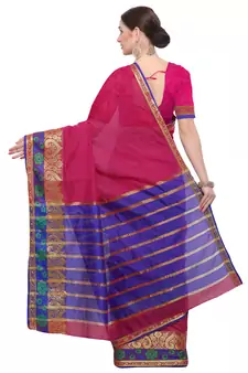 Kimisha Women's Pink Jacquard Cotton silk blend Saree With Designer Pallu