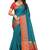 Kimisha Women's Teal Jacquard Cotton Silk Saree With Designer Pallu