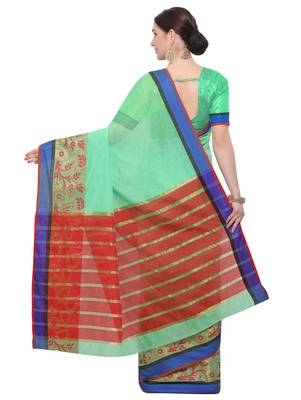 Kimisha Women's Light Green Jacquard Cotton Silk Saree With Designer Pallu 2