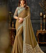 Mehendi embroidered silk saree with blouse