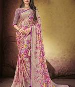 Multicolor printed georgette saree with blouse