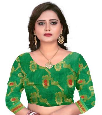 Yellow woven silk saree with blouse 2