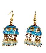 Rajasthani Turquoise Lacquer Fancy Jhumka Earrings