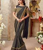 Black plain lycra saree with blouse
