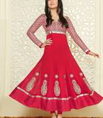 Pink embroidered georgette salwar