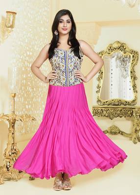 Pink embroidered georgette salwar 1