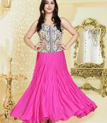 Pink embroidered georgette salwar