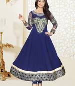 Blue embroidered georgette salwar