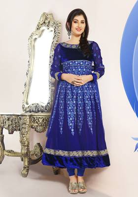 Blue embroidered georgette salwar 1