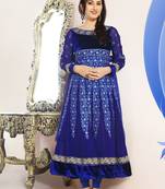 Blue embroidered georgette salwar