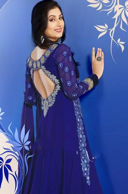 Blue embroidered georgette salwar 2