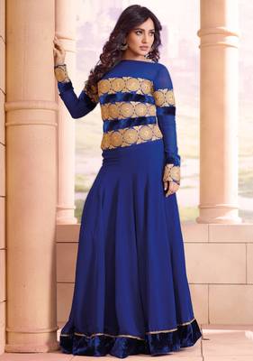 Blue embroidered georgette salwar 1