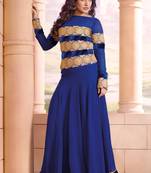Blue embroidered georgette salwar