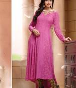 Pink embroidered georgette salwar