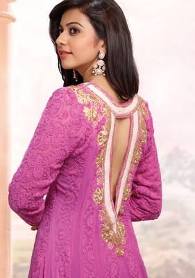 Pink embroidered georgette salwar 2