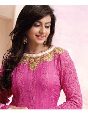 Pink embroidered georgette salwar 3
