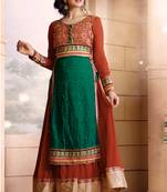 Green embroidered georgette salwar