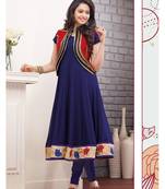 Blue embroidered georgette salwar