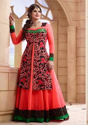 Orange embroidered georgette salwar 1
