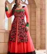 Orange embroidered georgette salwar