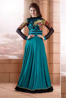 Blue embroidered georgette salwar 1