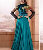 Blue embroidered georgette salwar