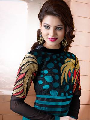 Blue embroidered georgette salwar 2