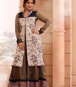 Brown embroidered georgette salwar