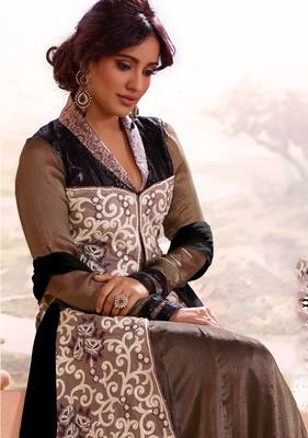 Brown embroidered georgette salwar 2