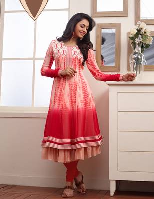 Orange embroidered georgette salwar 1