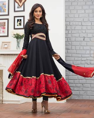 Blue embroidered georgette salwar 1
