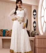 White embroidered georgette salwar