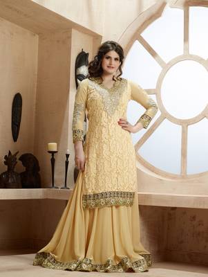 Cream embroidered georgette salwar 1