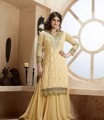 Cream embroidered georgette salwar